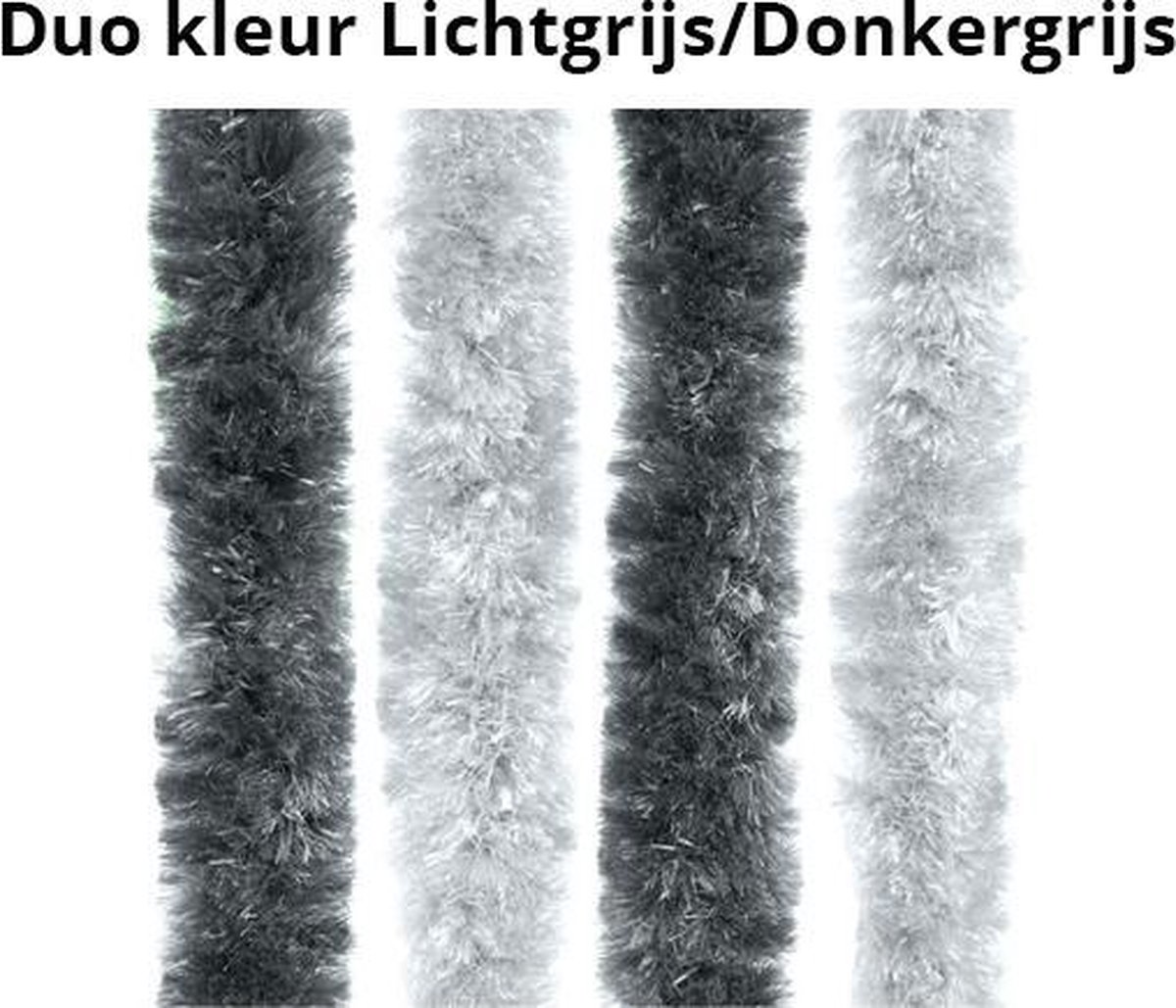 Kattenstaart Vliegengordijn - Deurgordijn - Fluweel - 100 x 210 cm - Lichtgrijs/Donkergrijs