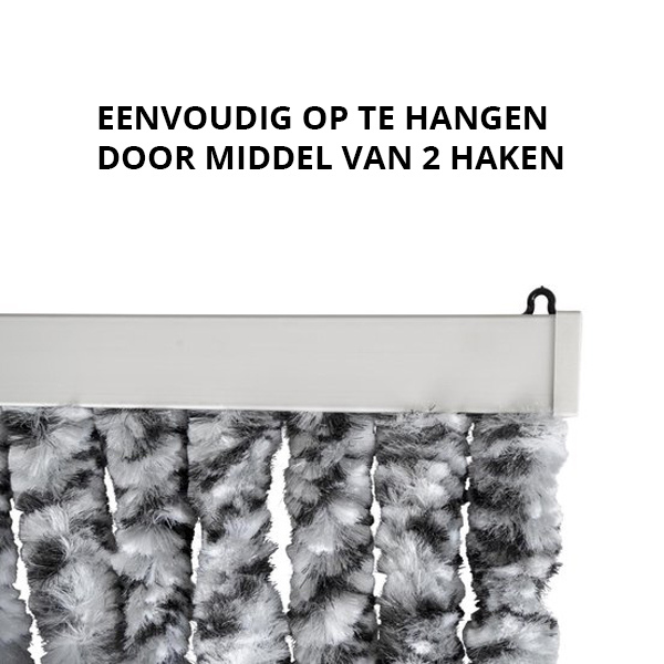 Kattenstaart Vliegengordijn - Deurgordijn - Fluweel - 100 x 210 cm - Donkergrijs