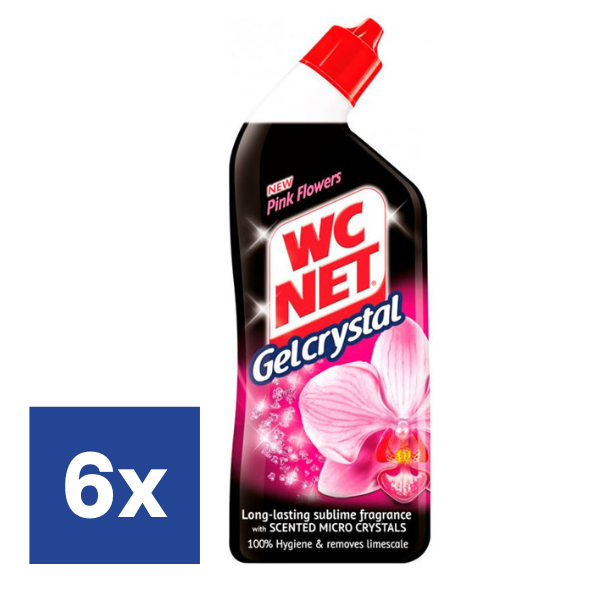 WC Net Gelcrystal Pink Flowers Toiletreiniger (Voordeelverpakking) - 6 x 750 ml