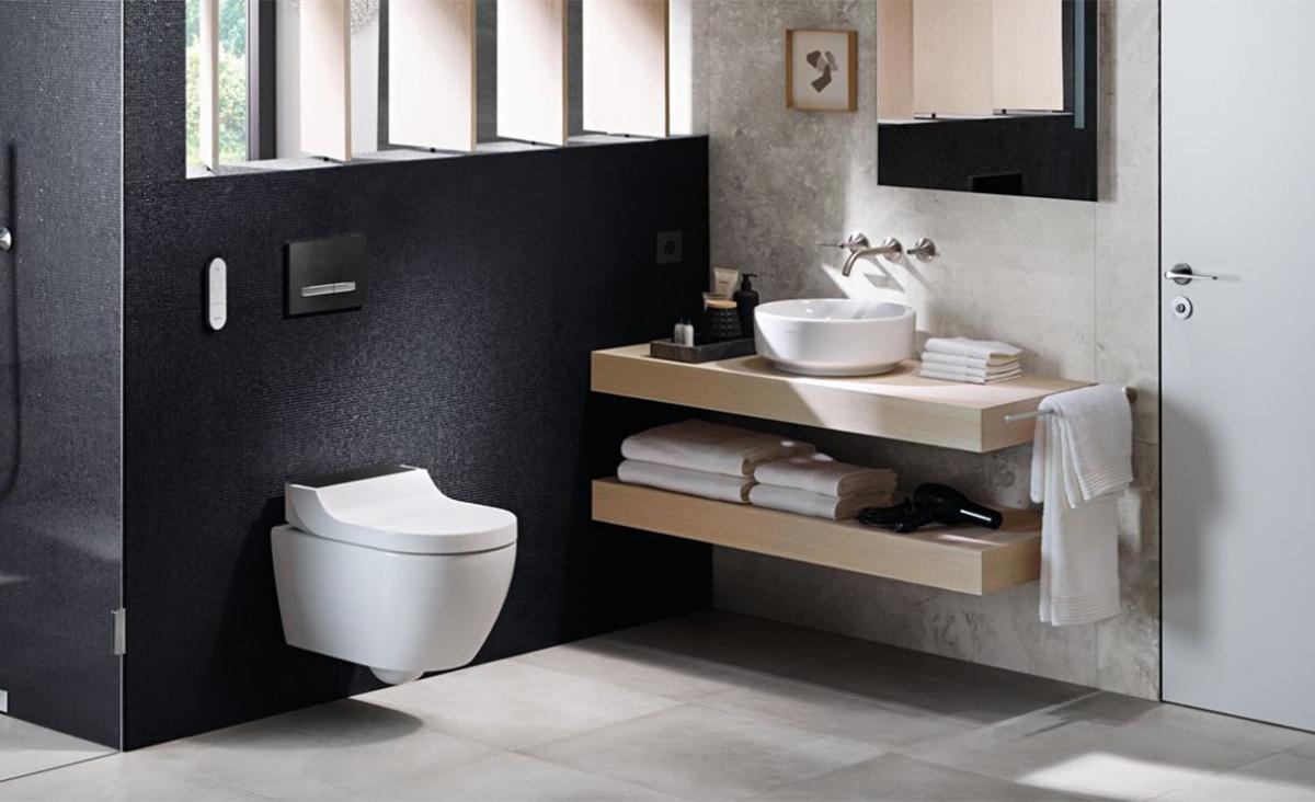 Toiletrolhouder Met WC borstel Zwart Metaal - H 80 cm