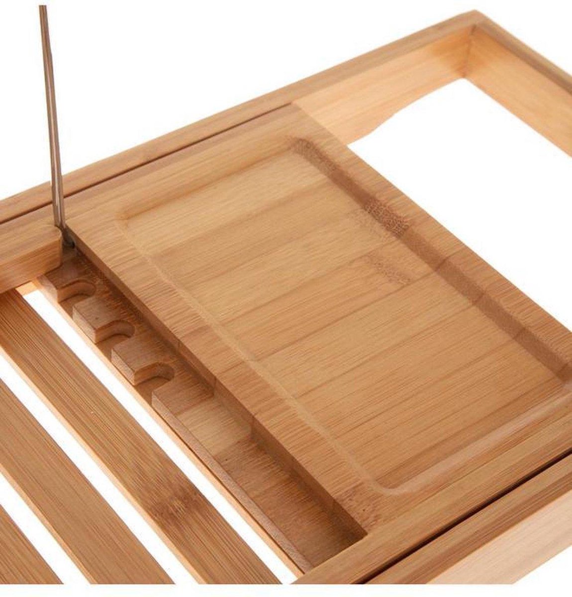 Bamboe badplank uitschuifbaar - 70 tot 105 cm - Met boekenhouder 