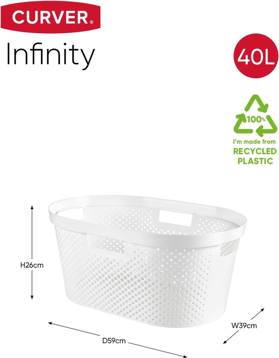 Pessimistisch Vlot romantisch Curver - Infinity Recycled Dots - Wasmand - 40L - Wit