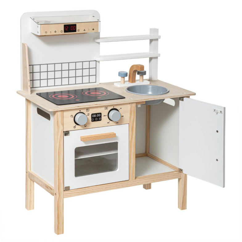Speelgoed houten keuken | Imitatie spel | Speelgoedkeuken| Kinderkeuken | Uitgerust met een oven, een gootsteen en kookplaten | 1 Stuk