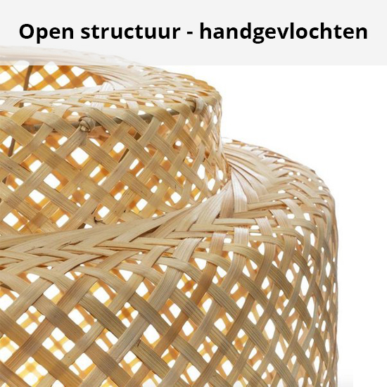 Hanglamp Gevlochten Bamboe - Handgeweven - Verlichting - Rotan - Bohemian style - Ø40 cm