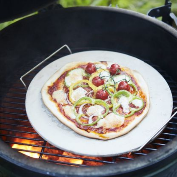 Pizza Baksteen Met Houder - Ø 33 cm - Keramiek - Beige