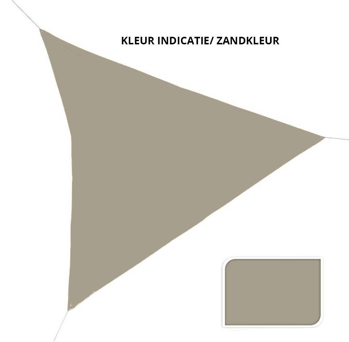 Schaduwdoek Driehoek - 3,6m x 3,6m x 3,6m - Zonnezeil - Waterafstotend - Zand/khaki