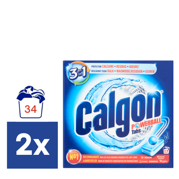 Calgon 3 in 1 Tabs Ontkalkingstabletten voor Wasmachines - 2 x 17 tabletten (34 tabletten)
