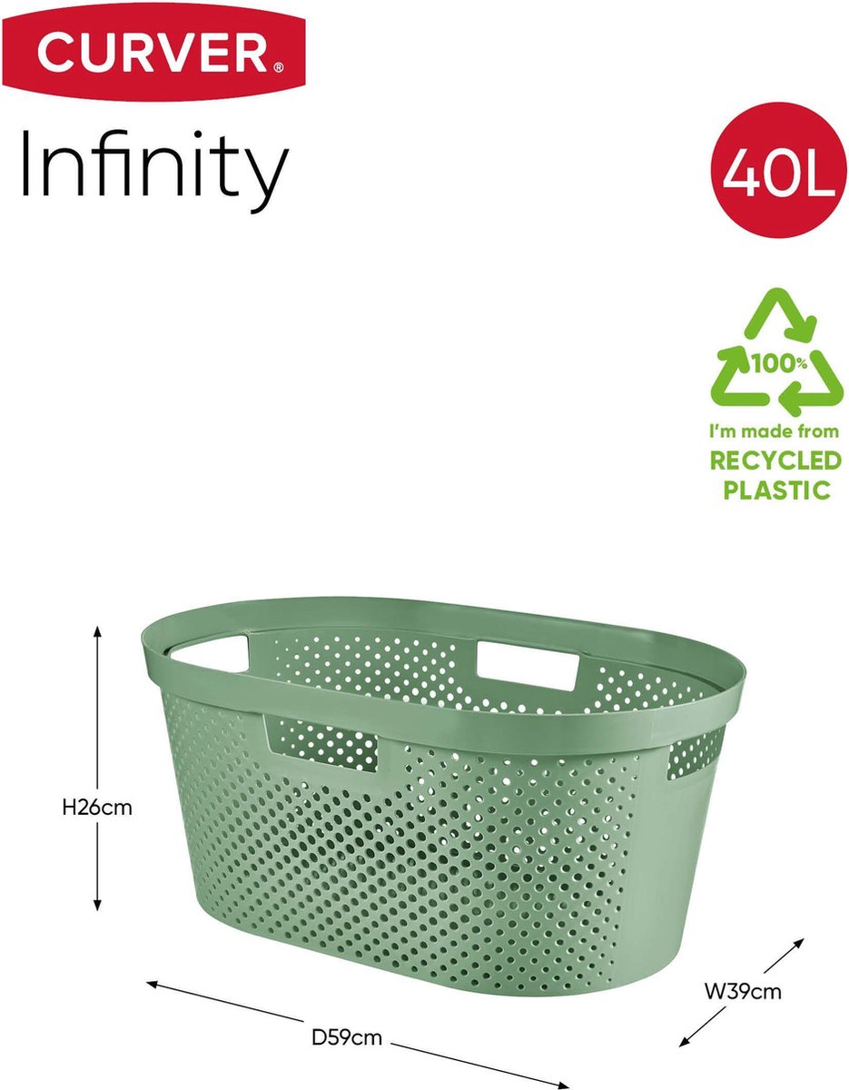 rechtop volgorde Chromatisch Curver - Infinity Recycled Dots - Wasmand - 40L - Groen