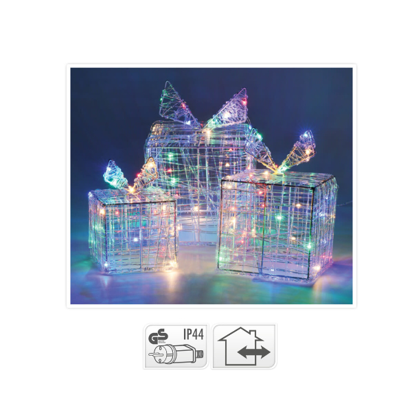 Kerstverlichting Cadeaus - 3 verschillende maten - Multi - 90 LED