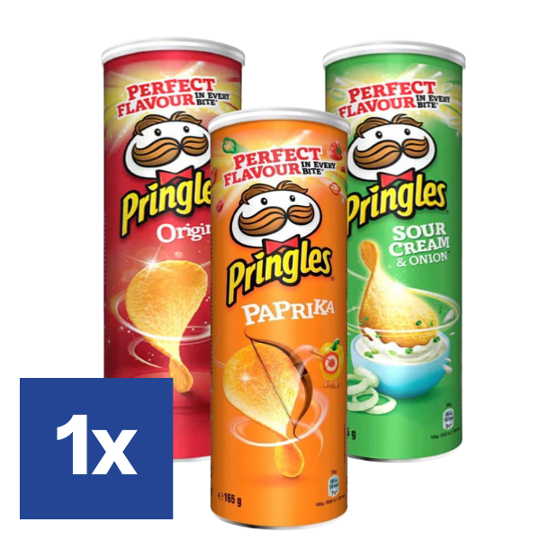 Pringles chips - Original - Sour cream & onion - Hot paprika - 165g - 3 pakken