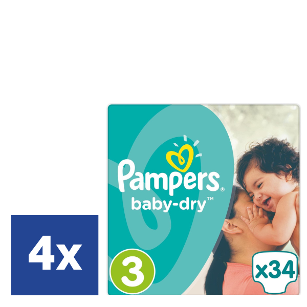 Pampers Baby-Dry Luiers - Maat 3 (5-9 kg) - 4 x 34 (136 stuks)