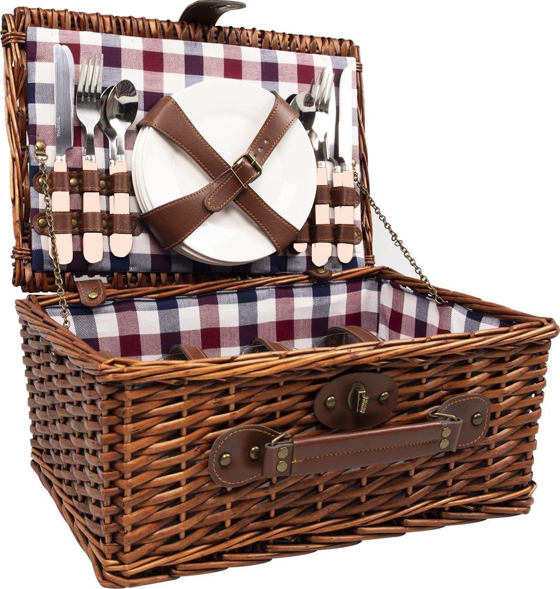 Picknickmand 20-delig - Set voor 4 Personen - Inclusief servies